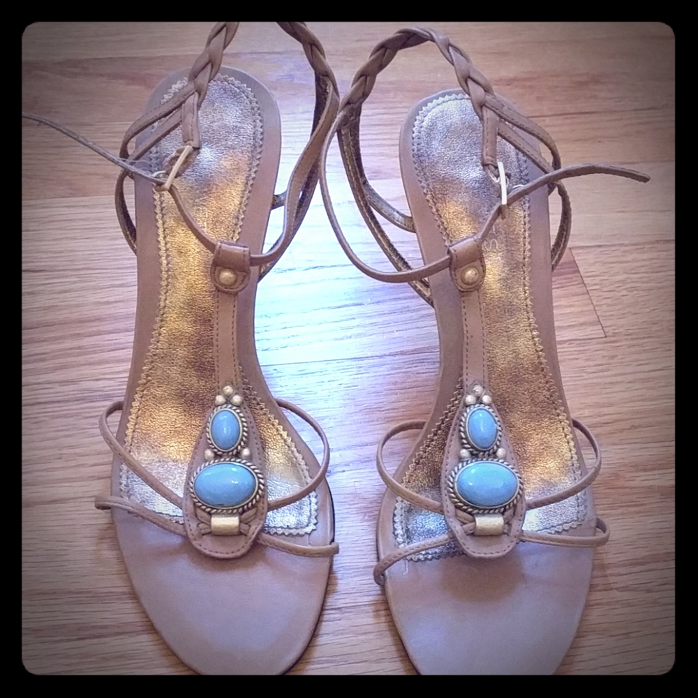 Nine West sandals beige Stones heels strappy